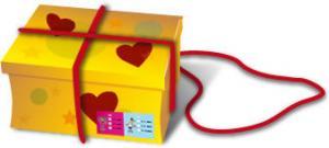 Geschenk mit Herz verschnüren Geschenk mit Herz verschnüren